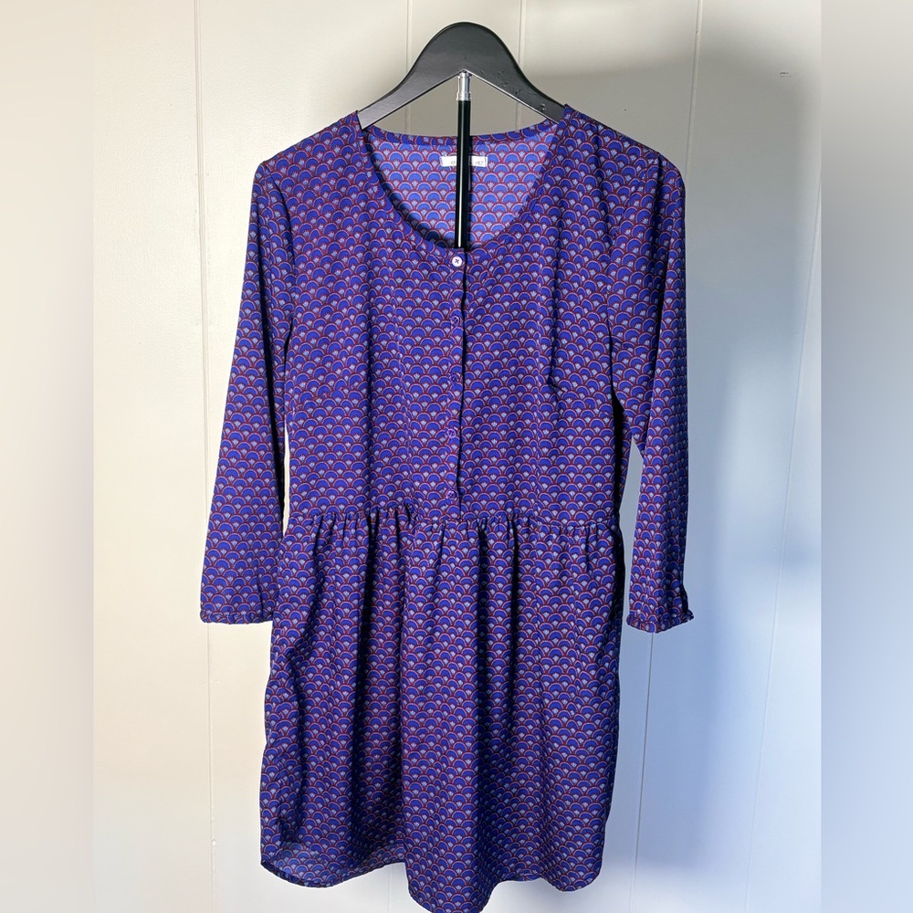 O'Neill Purple and Blue Long Sleeve Patterned Dress